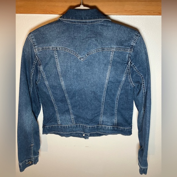 jessica simpson pixie jacket in jefford dark wash longsleeve denim euc l - Picture 2 of 2